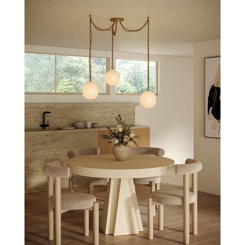 Image 3 Alora Mood Cherise E26 3-Light Brushed Gold/Glossy Ribbed Opal Pendant more views