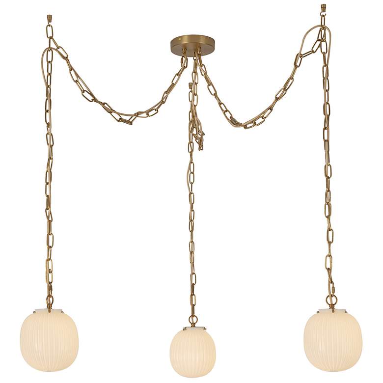 Image 4 Alora Mood Cherise E26 3-Light Brushed Gold/Glossy Ribbed Opal Pendant more views