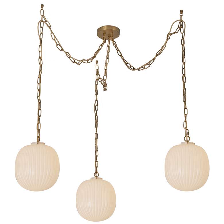 Image 1 Alora Mood Cherise E26 3-Light Brushed Gold/Glossy Ribbed Opal Pendant