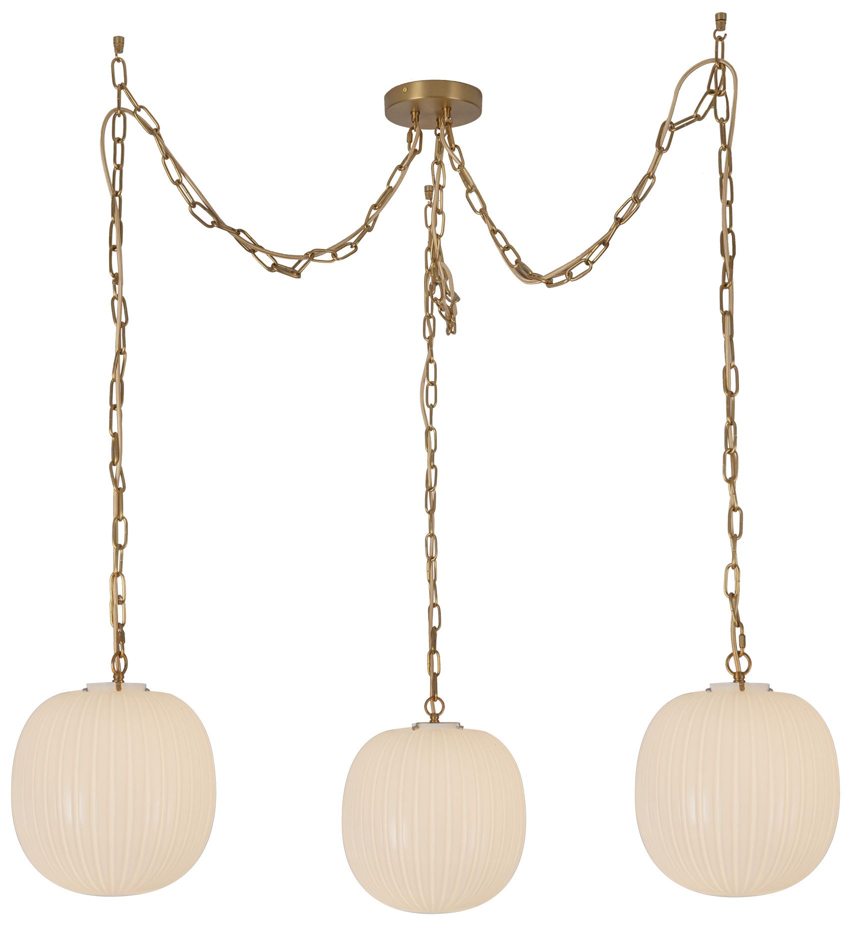 Image 2 Alora Mood Cherise E26 3-Light Brushed Gold/Glossy Ribbed Opal Pendant more views