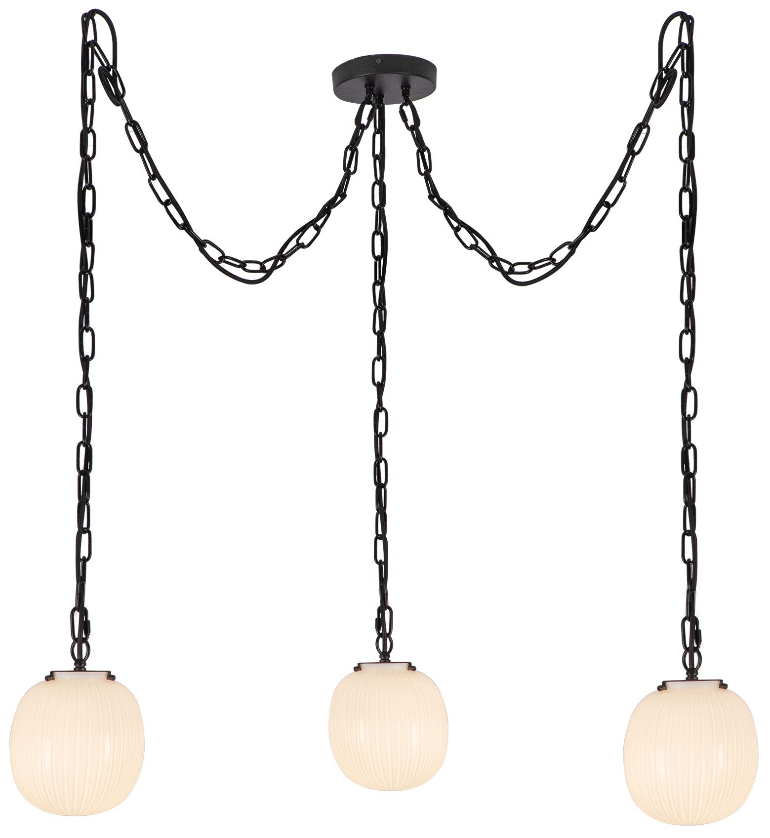 Image 2 Alora Mood Cherise E26 3-Light Matte Black/Glossy Ribbed Opal Pendant more views