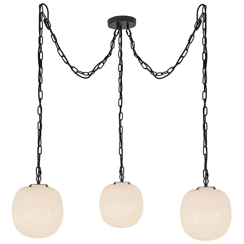 Image 2 Alora Mood Cherise E26 3-Light Matte Black/Glossy Ribbed Opal Pendant more views