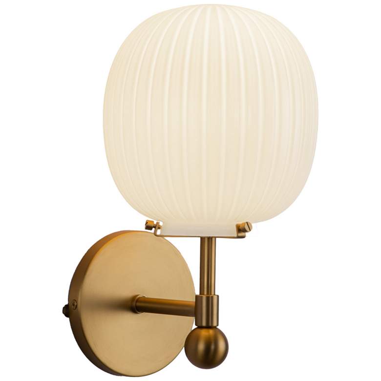 Image 1 Alora Mood Cherise E26 7-in Gold/Glossy Ribbed Opal Glass Wall Vanity