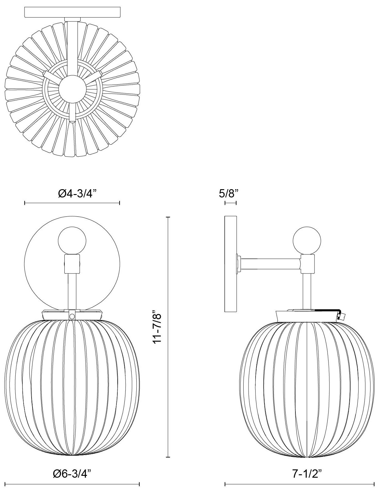 Image 6 Alora Mood Cherise E26 7-in Gold/Glossy Ribbed Opal Glass Wall Vanity more views