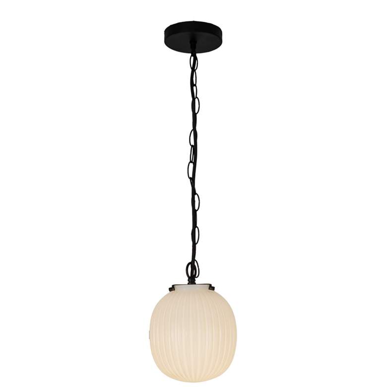 Image 1 Alora Mood Cherise E26 7-in Matte Black/Glossy Ribbed Opal Glass Pendant