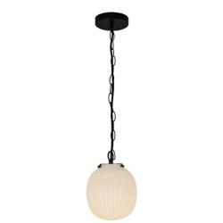 Alora Mood Cherise E26 7-in Matte Black/Glossy Ribbed Opal Glass Pendant