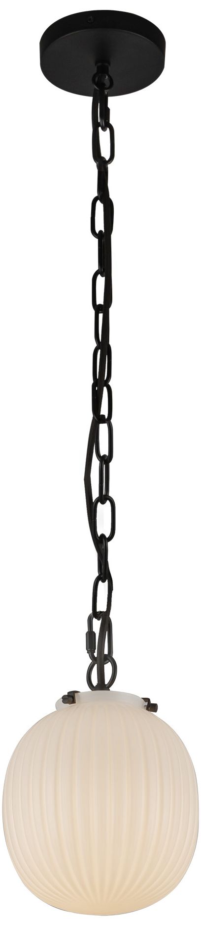 Image 2 Alora Mood Cherise E26 7-in Matte Black/Glossy Ribbed Opal Glass Pendant more views
