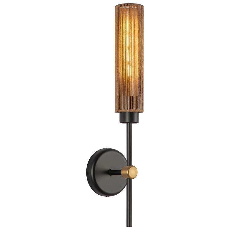 Image 1 Alora Mood Colby E26 20-in Matte Black/Tan Jute Wall Vanity