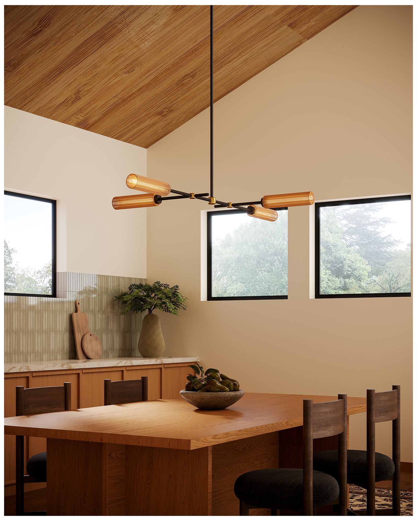 Image 3 Alora Mood Colby E26 52-in Matte Black/Tan Jute Linear Pendant more views