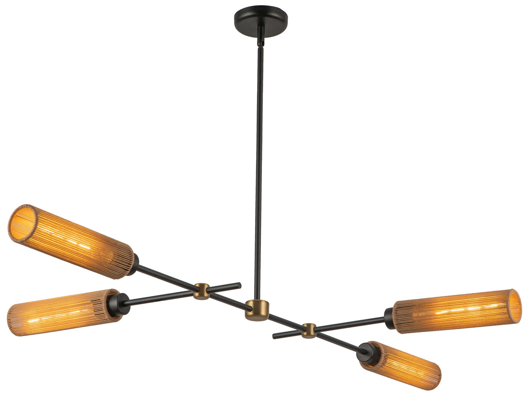 Image 4 Alora Mood Colby E26 52-in Matte Black/Tan Jute Linear Pendant more views