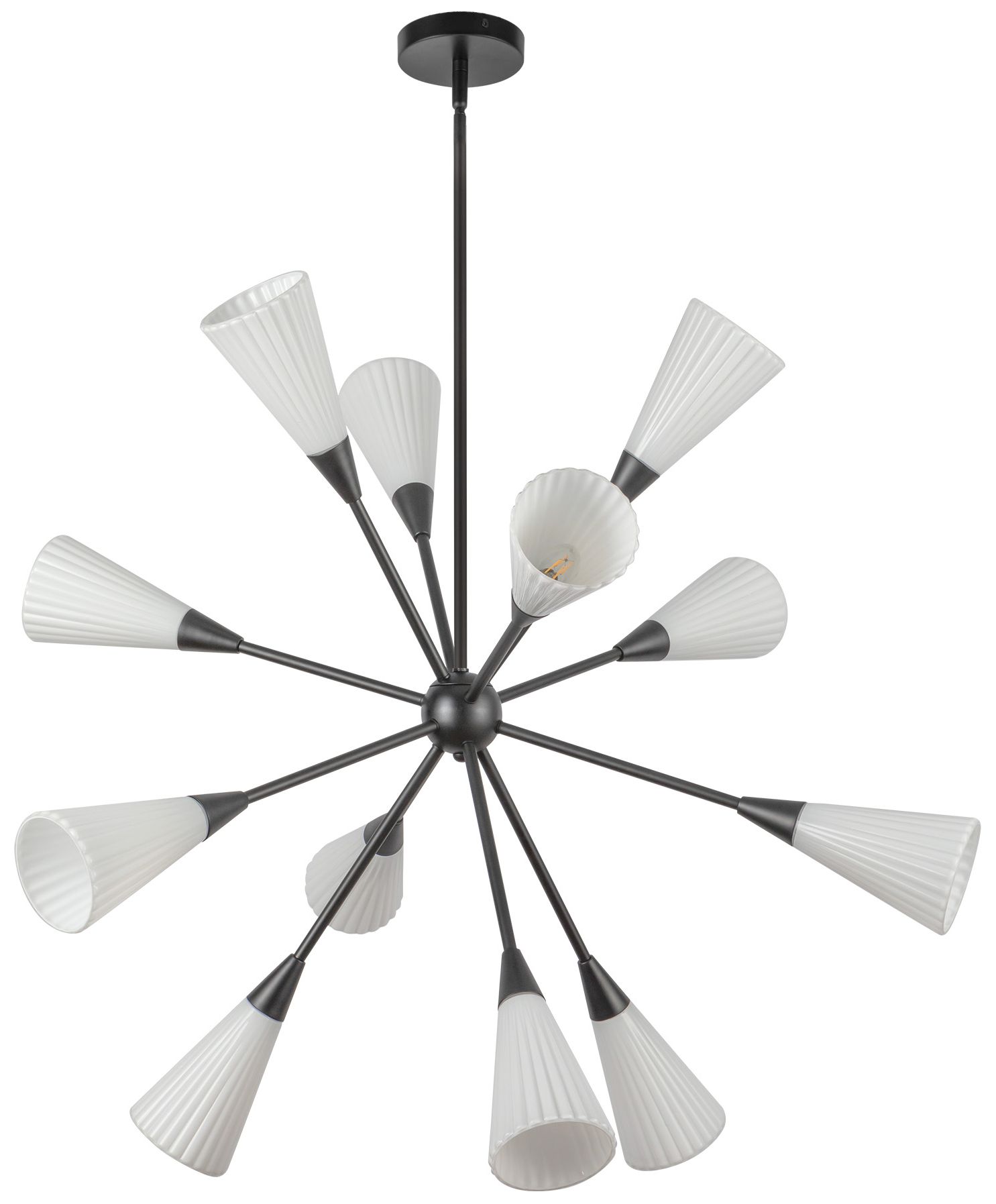 Image 5 Alora Mood Cosmo E12 39-in Black/Glossy Ribbed Opal Glass Socket Chandelier more views