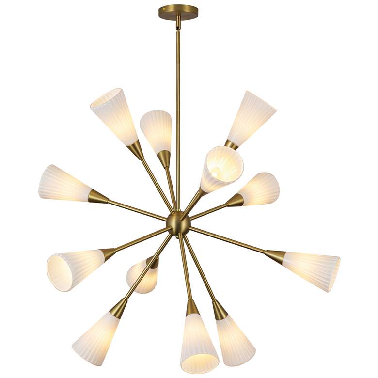 Image 1 Alora Mood Cosmo E12 39-in Gold/Glossy Ribbed Opal Glass Socket Chandelier