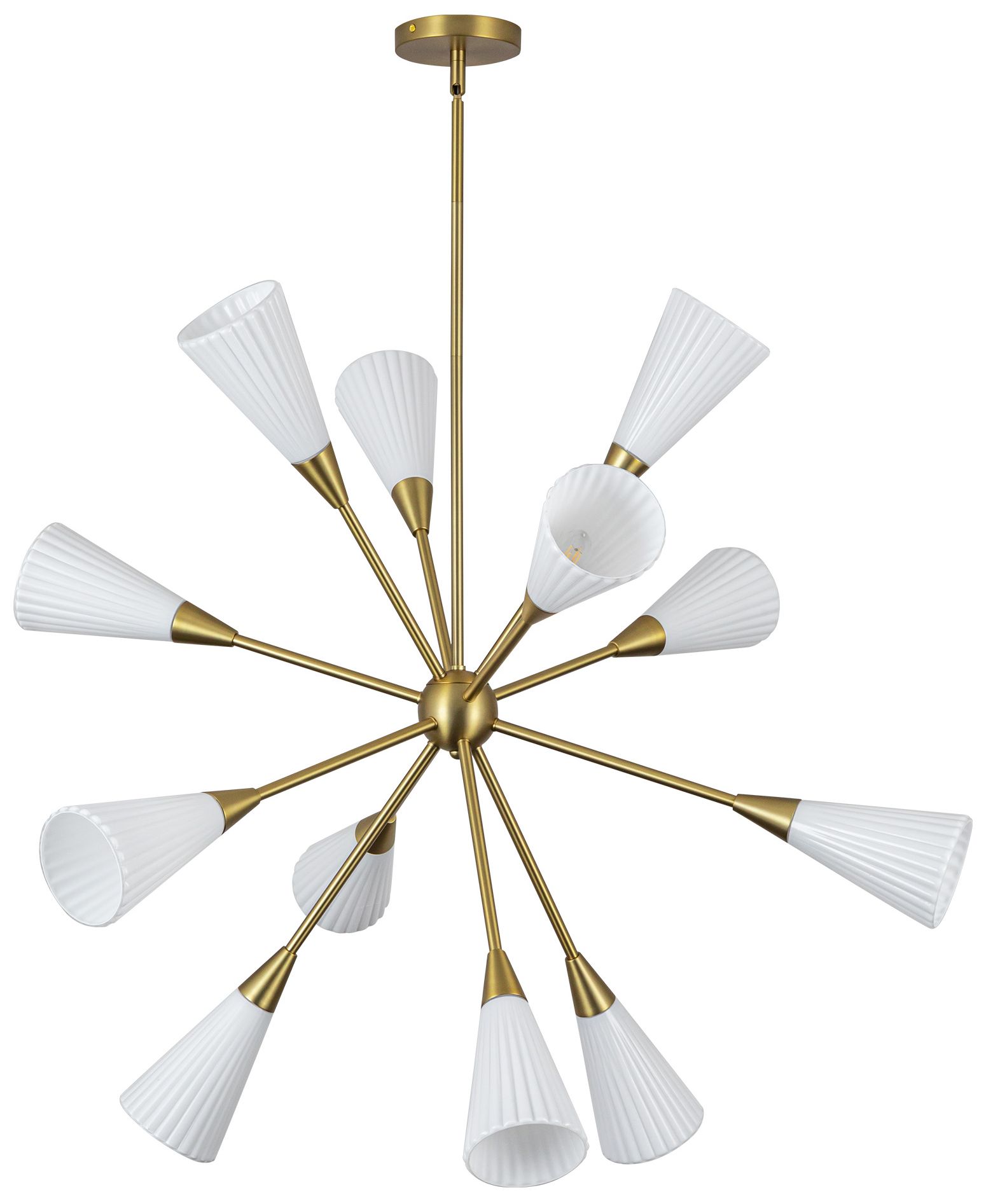 Image 3 Alora Mood Cosmo E12 39-in Gold/Glossy Ribbed Opal Glass Socket Chandelier more views