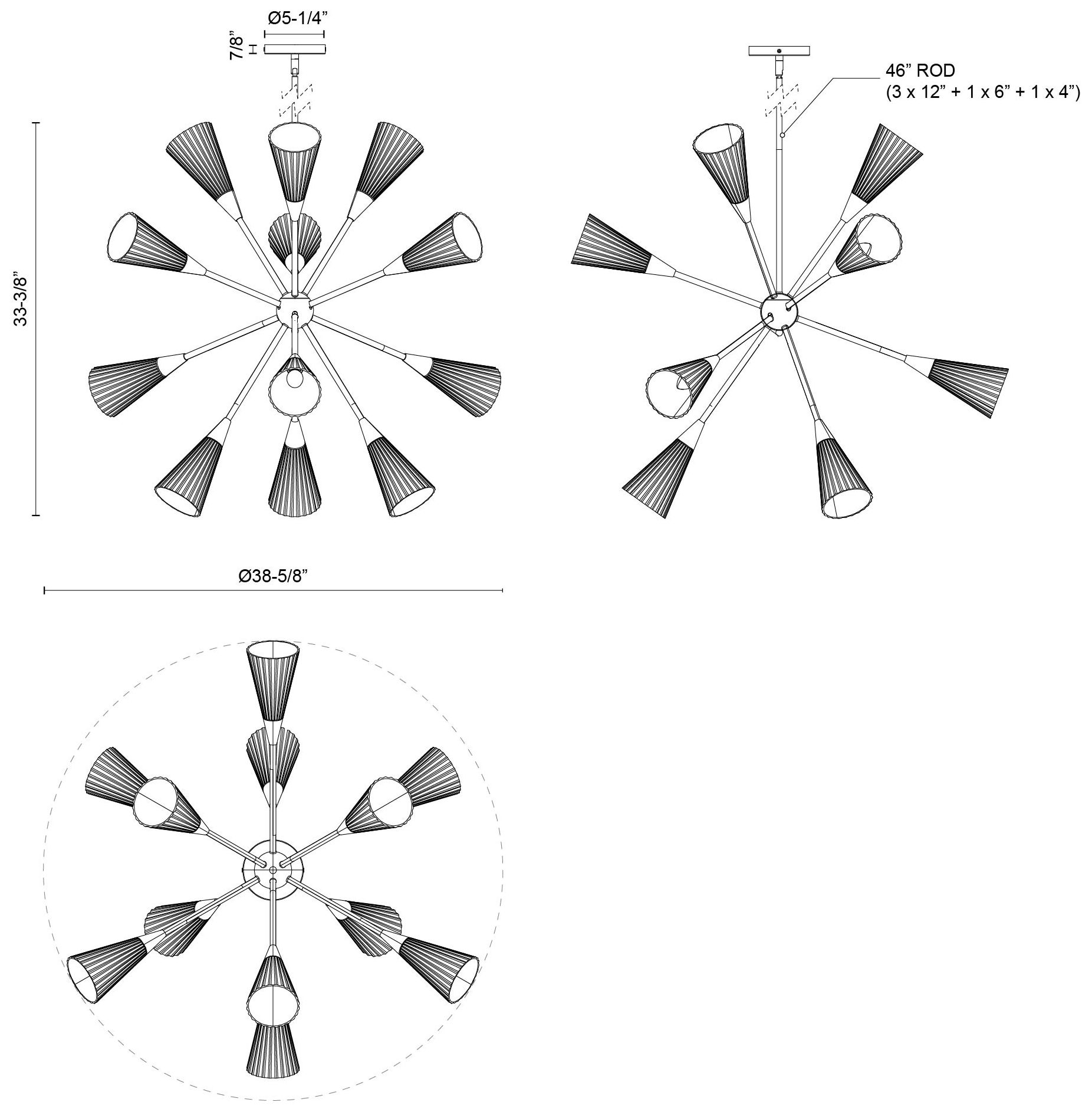 Image 6 Alora Mood Cosmo E12 39-in Nickel/Glossy Opal Socket Chandelier more views