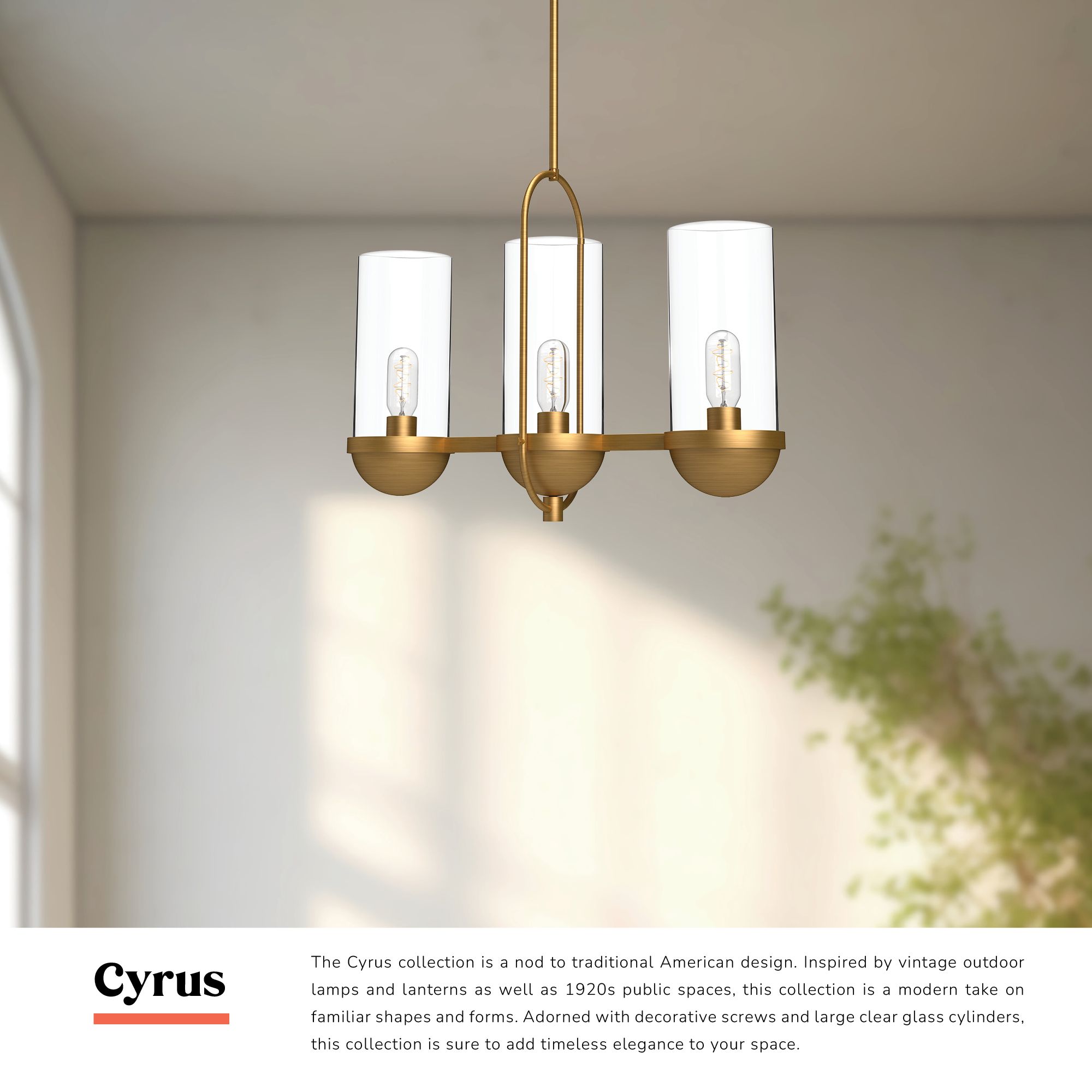 Image 3 Alora Mood Cyrus E26 24-in Aged Gold/Clear Glass Linear Pendant more views