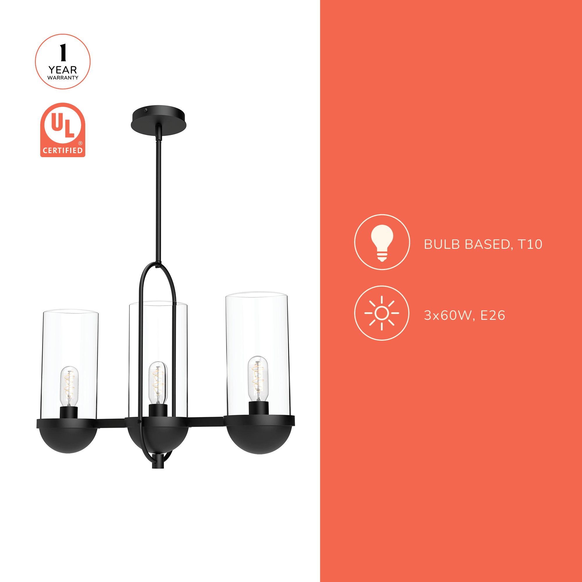 Image 4 Alora Mood Cyrus E26 24-in Clear Glass/Matte Black Linear Pendant more views