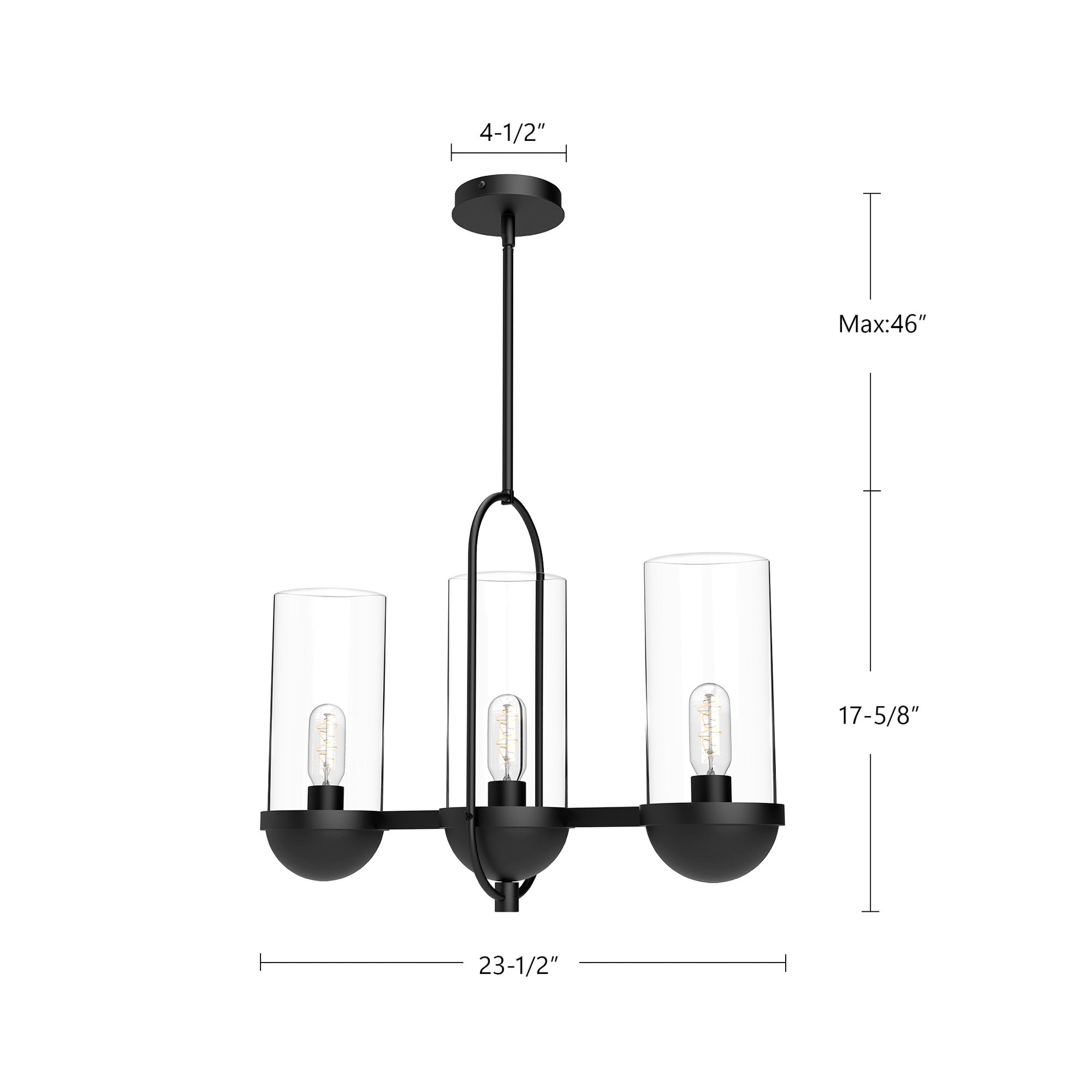 Image 6 Alora Mood Cyrus E26 24-in Clear Glass/Matte Black Linear Pendant more views