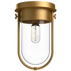 Alora Mood Cyrus E26 8-in Aged Gold/Clear Glass Flush Mount