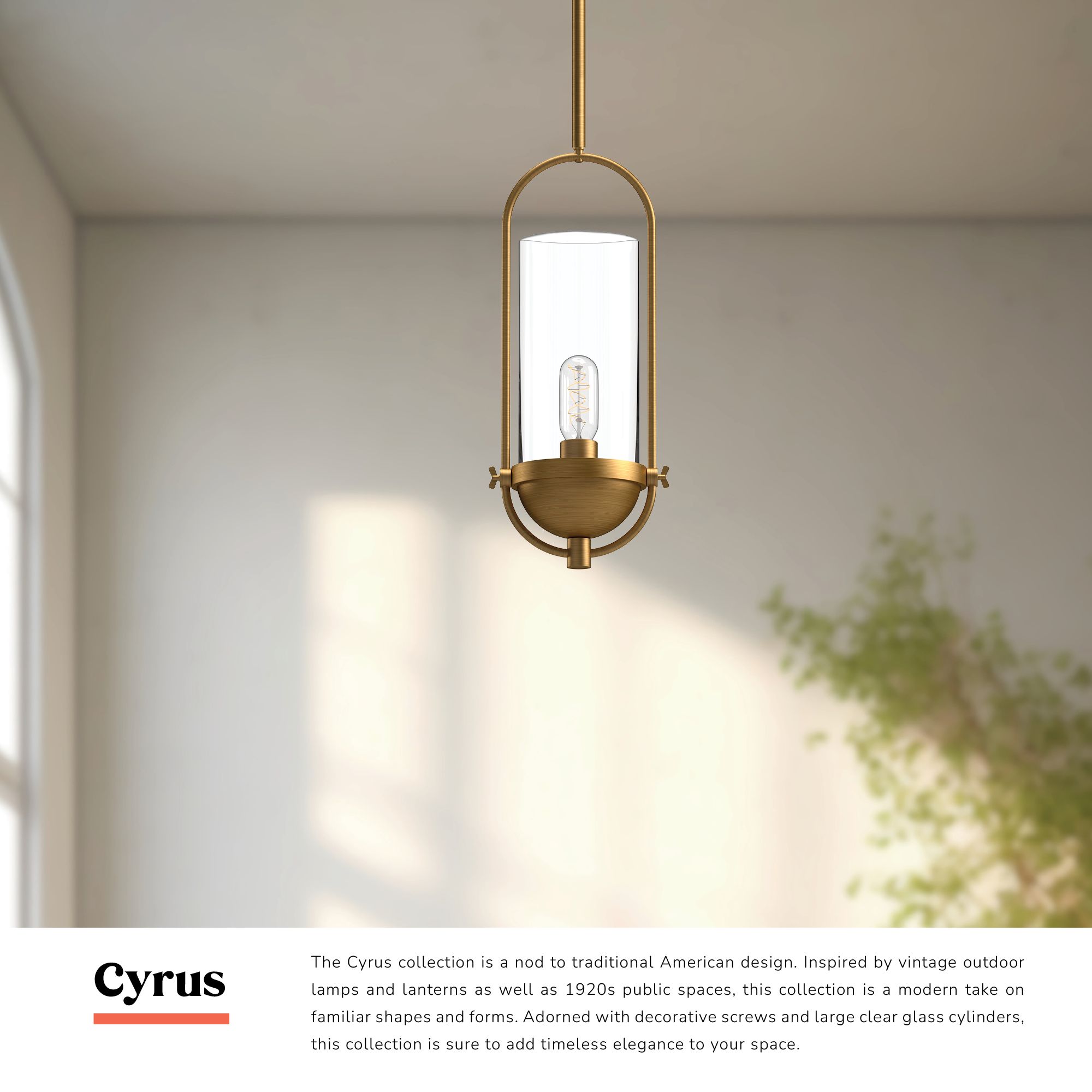 Image 3 Alora Mood Cyrus E26 8-in Aged Gold/Clear Glass Pendant more views