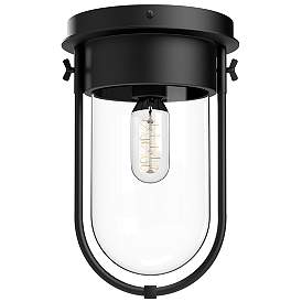 Image1 of Alora Mood Cyrus E26 8-in Clear Glass/Matte Black Flush Mount