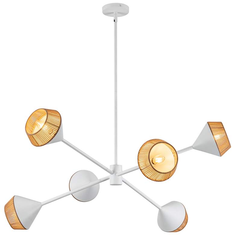 Image 1 Alora Mood Daphne E12 38-in White/Brown Cotton Rope Chandelier