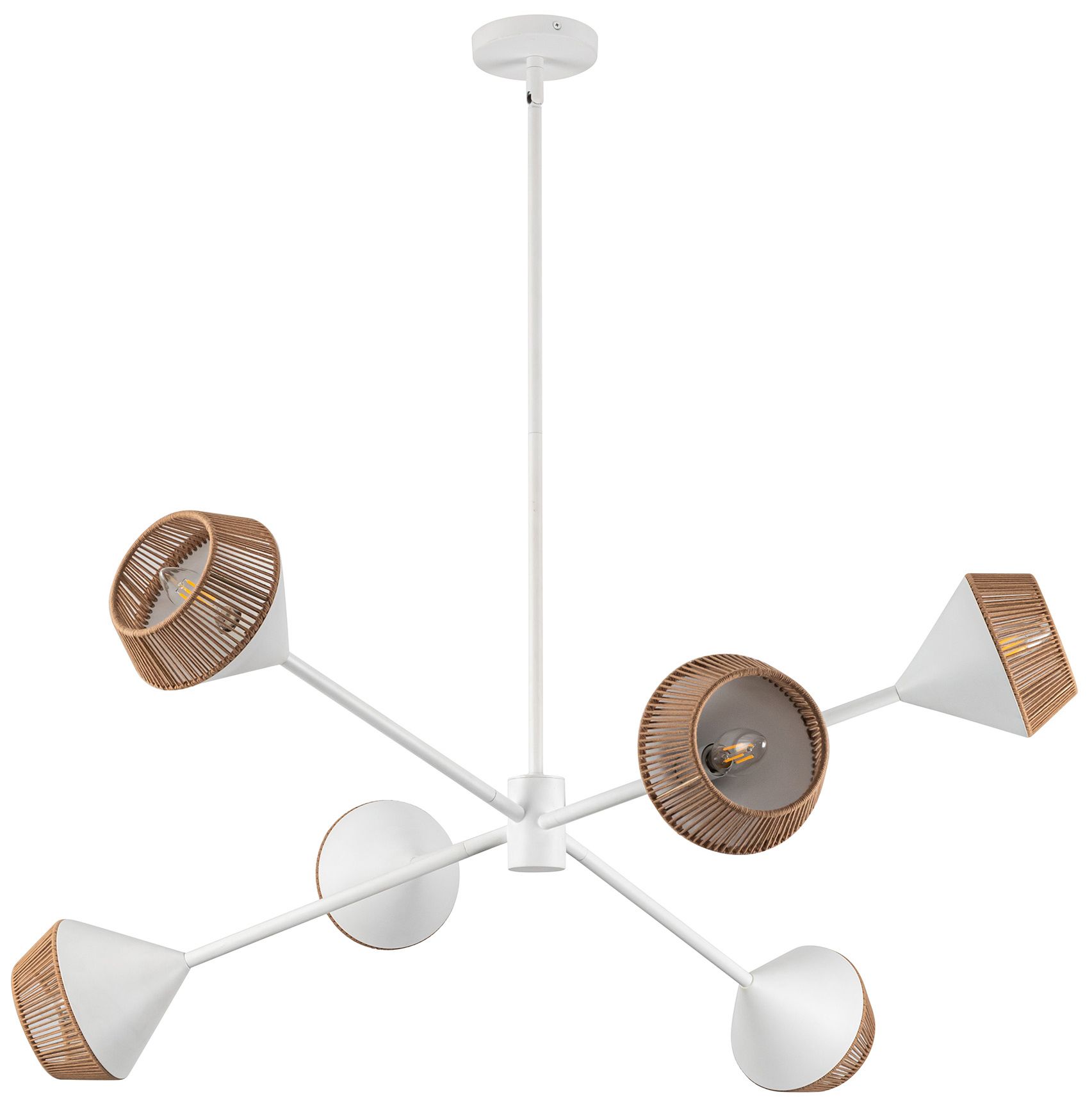 Image 2 Alora Mood Daphne E12 38-in White/Brown Cotton Rope Chandelier more views