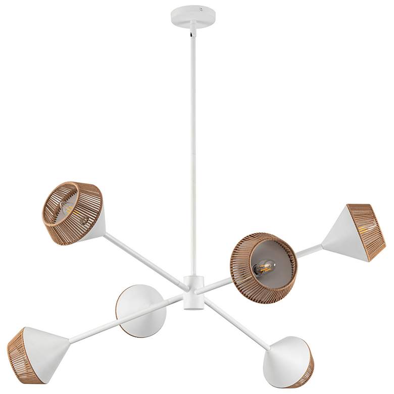 Image 2 Alora Mood Daphne E12 38-in White/Brown Cotton Rope Chandelier more views