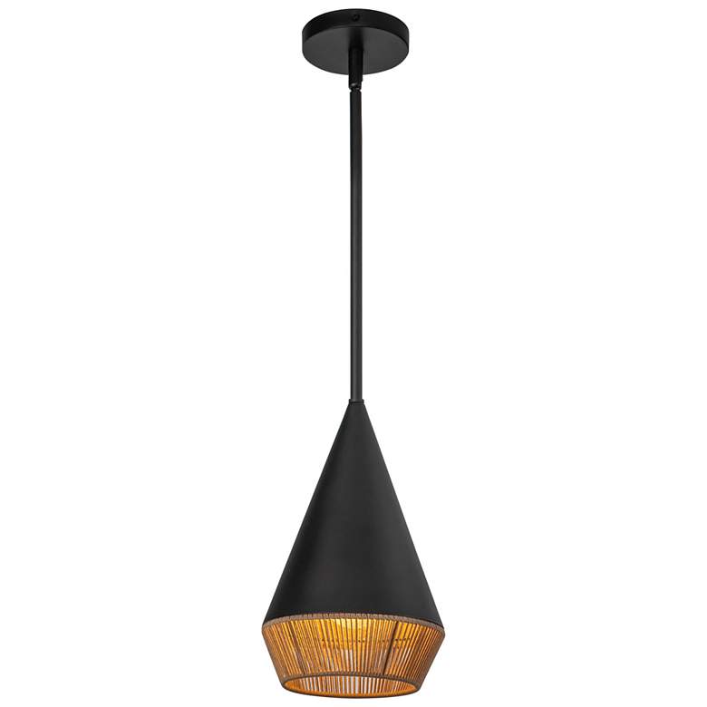 Image 1 Alora Mood Daphne E26 7-in Matte Black/Brown Cotton Rope Pendant