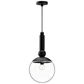 Image1 of Alora Mood Delilah E26 10-in Clear Glass/Matte Black Pendant