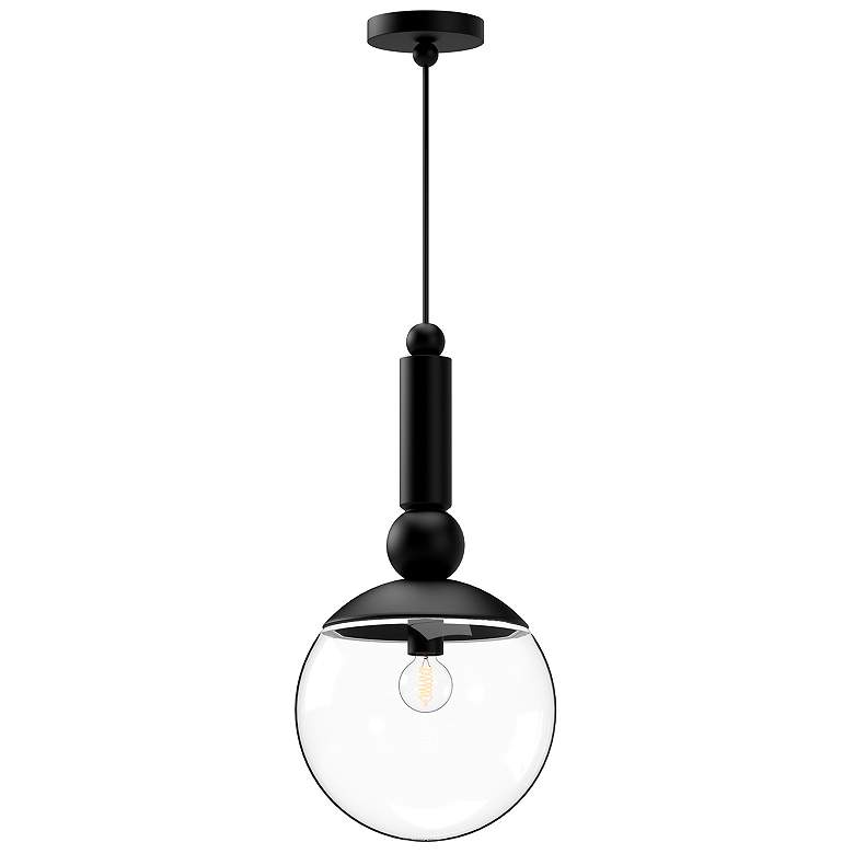 Image 2 Alora Mood Delilah E26 10-in Clear Glass/Matte Black Pendant