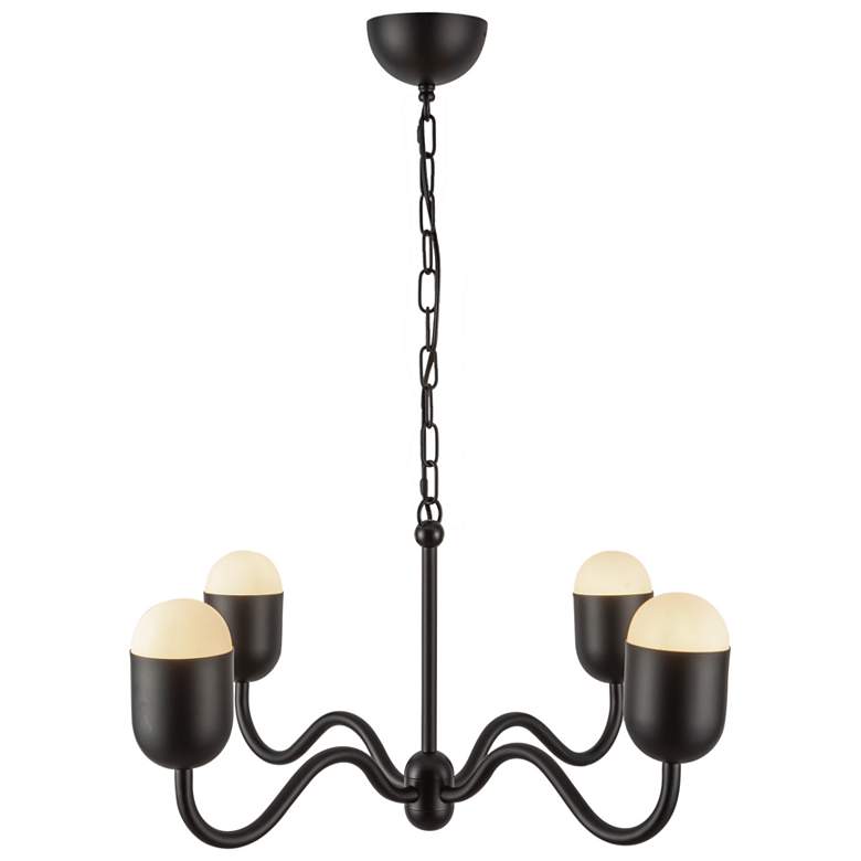 Image 1 Alora Mood Effie E12 27-in Matte Black/Opal Glass Socket Chandelier