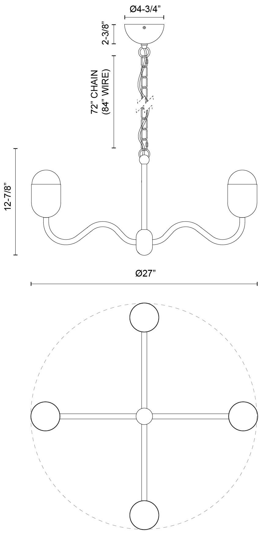 Image 6 Alora Mood Effie E12 27-in Matte Black/Opal Glass Socket Chandelier more views