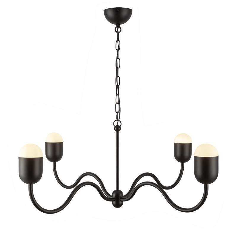 Image 1 Alora Mood Effie E12 39-in Matte Black/Opal Glass Socket Chandelier