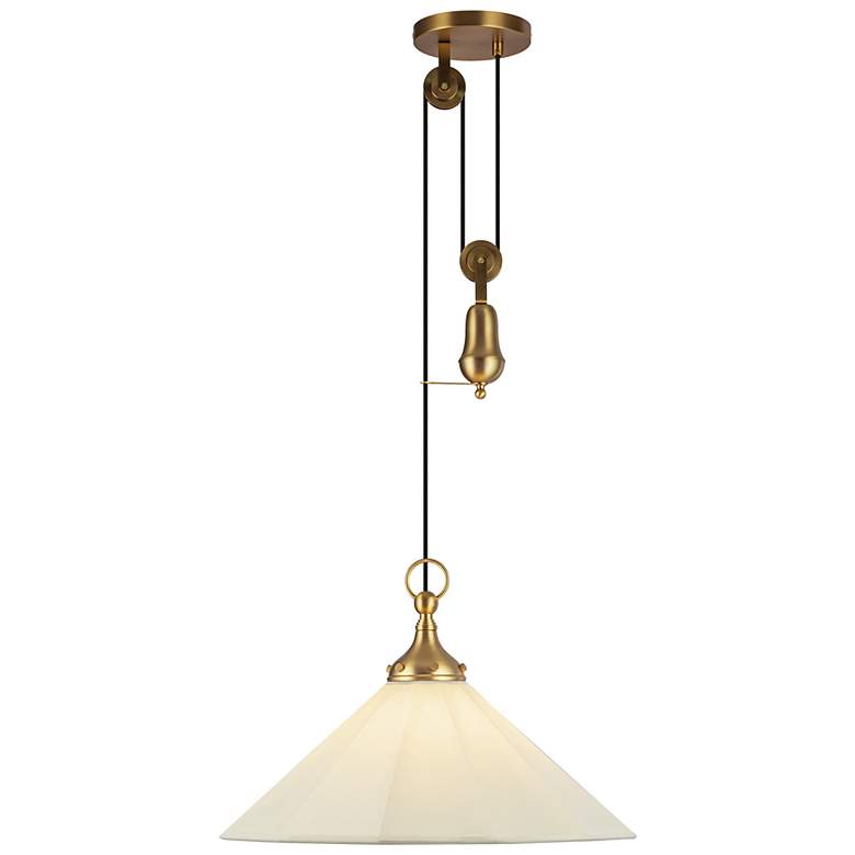 Image 1 Alora Mood Ellen E26 20-in Brushed Gold/White Linen Pendant