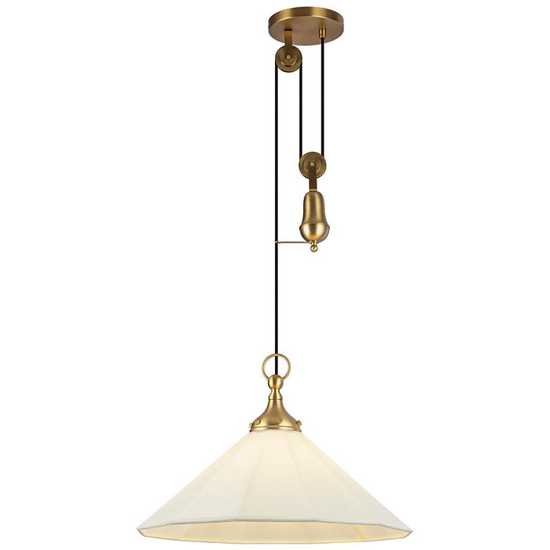 Image 2 Alora Mood Ellen E26 20-in Brushed Gold/White Linen Pendant more views