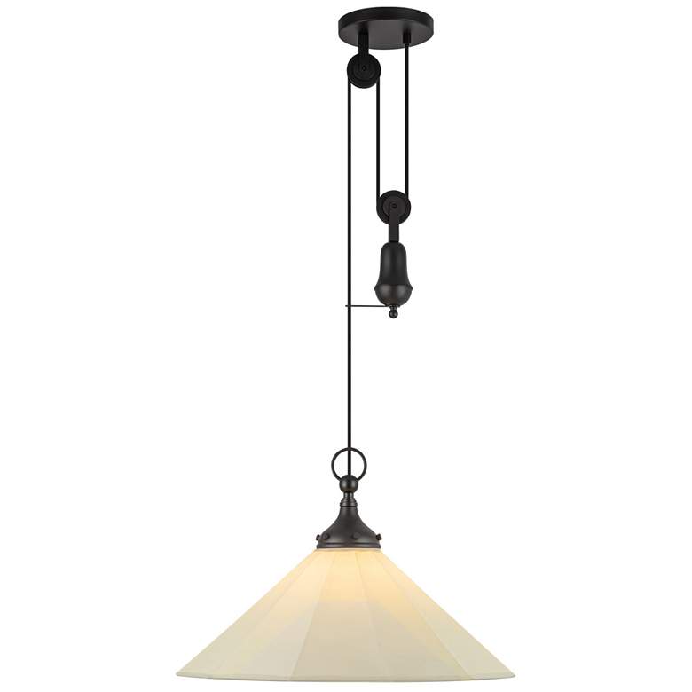 Image 1 Alora Mood Ellen E26 20-in Matte Black/White Linen Pendant