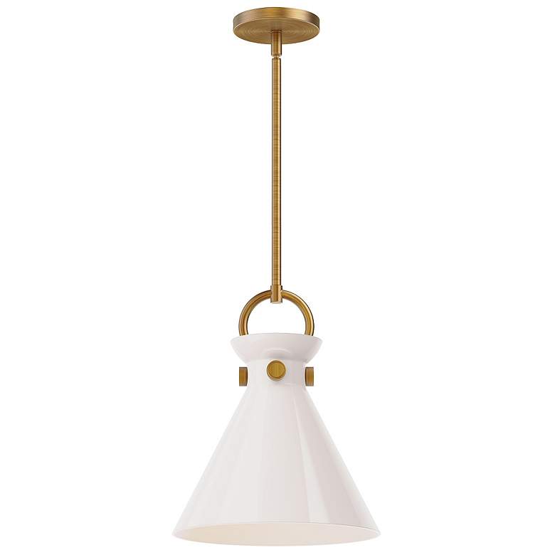 Image 1 Alora Mood Emerson E26 11-in Aged Gold/Glossy Opal Glass Pendant