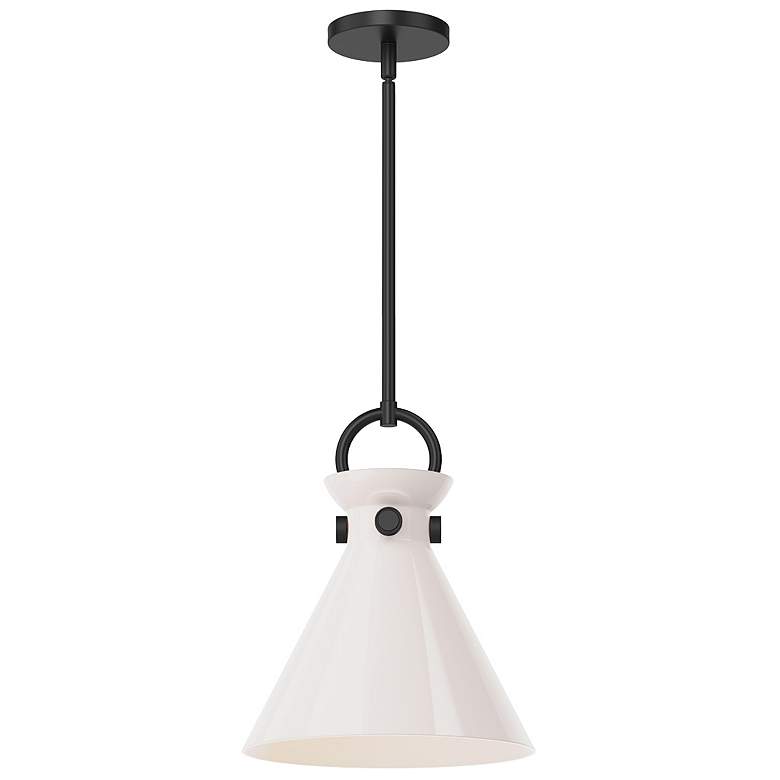 Image 1 Alora Mood Emerson E26 11-in Matte Black/Glossy Opal Glass Pendant