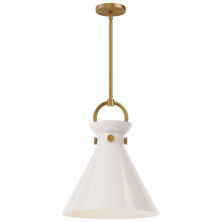 Image 1 Alora Mood Emerson E26 14-in Aged Gold/Glossy Opal Glass Pendant