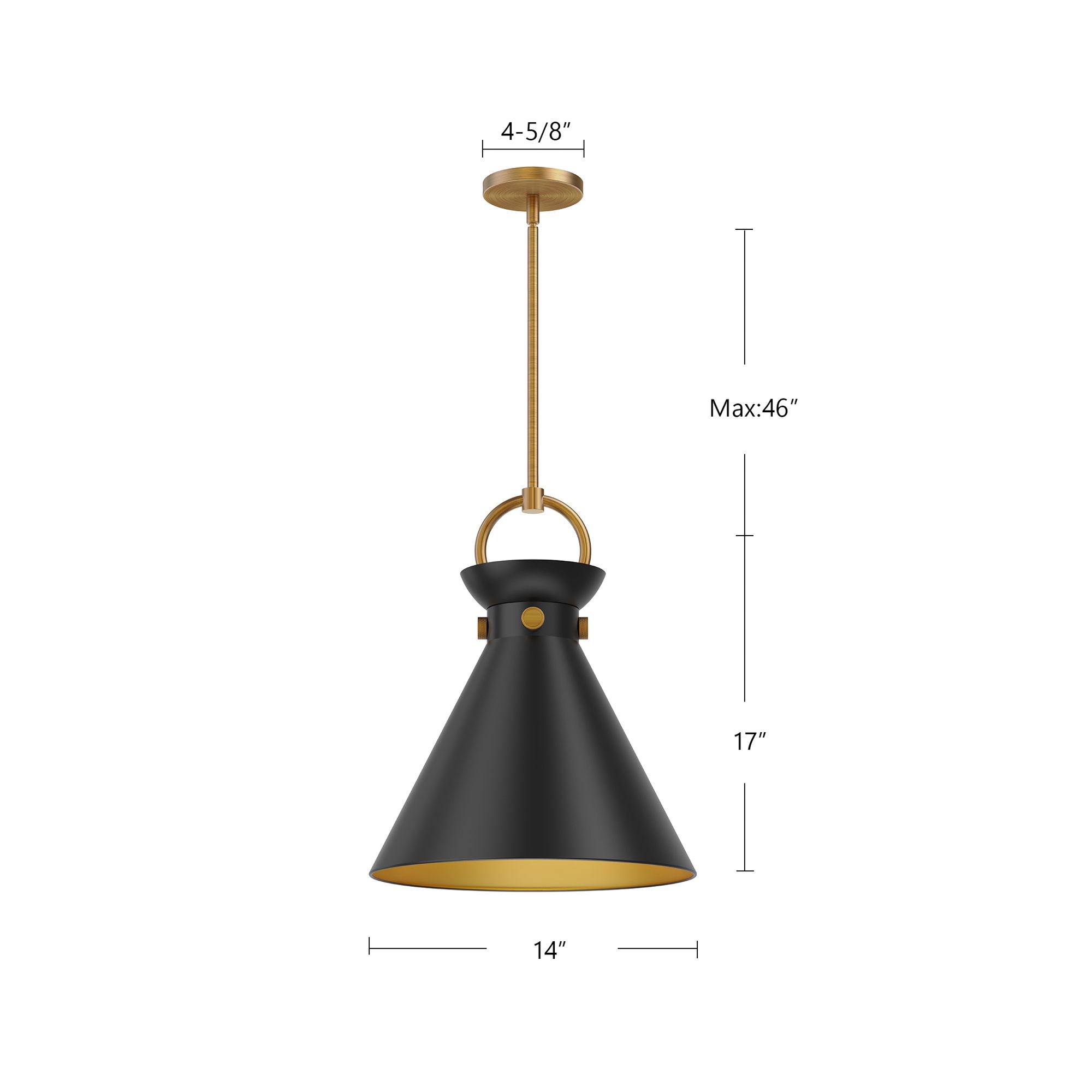 Image 6 Alora Mood Emerson E26 14-in Matte Black/Aged Gold Pendant more views