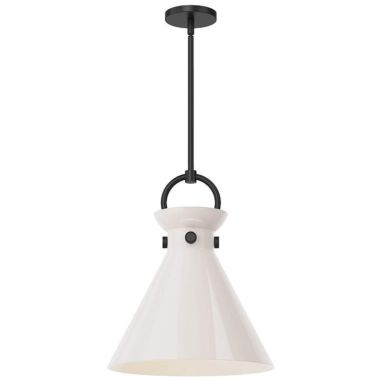 Image 1 Alora Mood Emerson E26 14-in Matte Black/Glossy Opal Glass Pendant