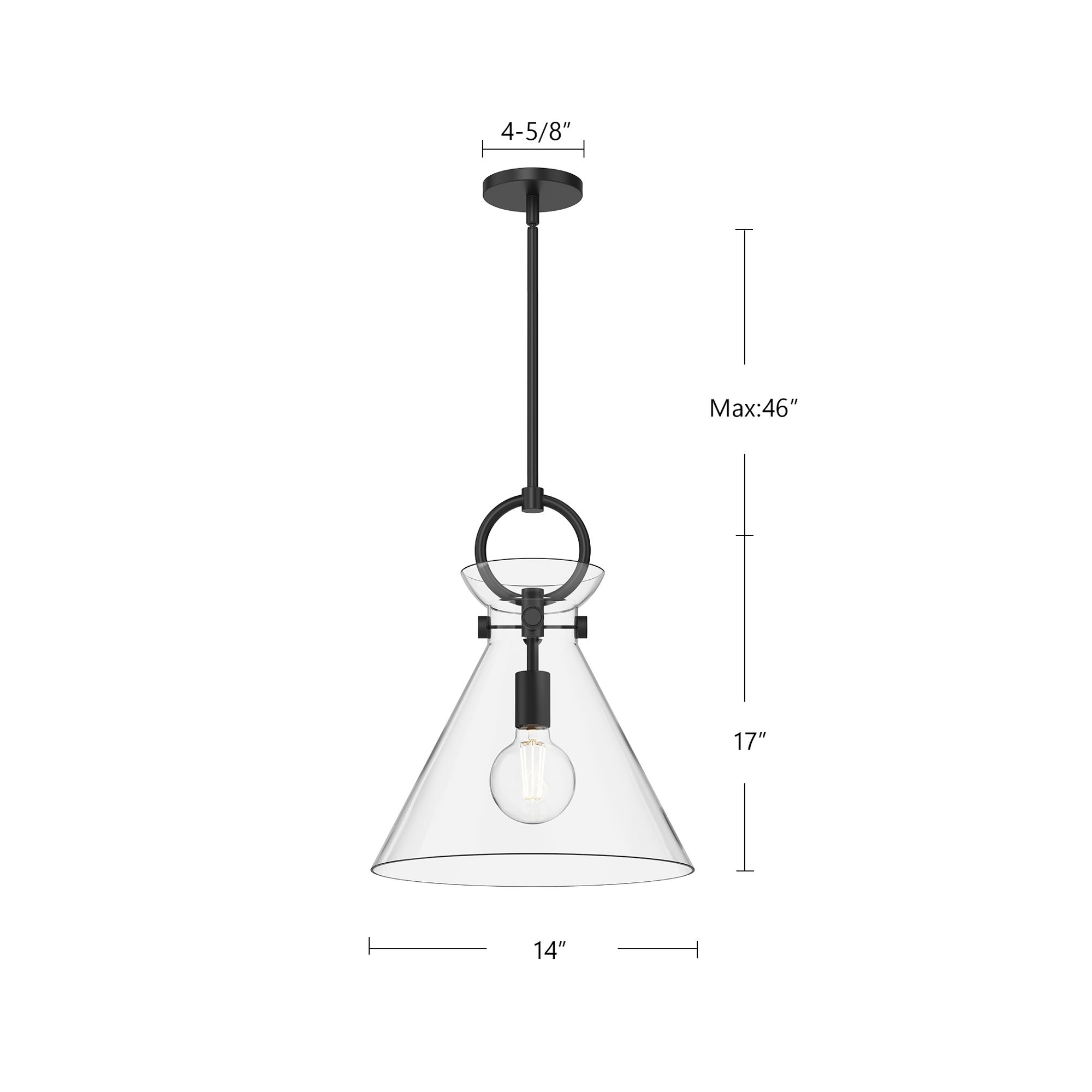 Image 6 Alora Mood Emerson E26 14-in Matte Black/Smoked Pendant more views