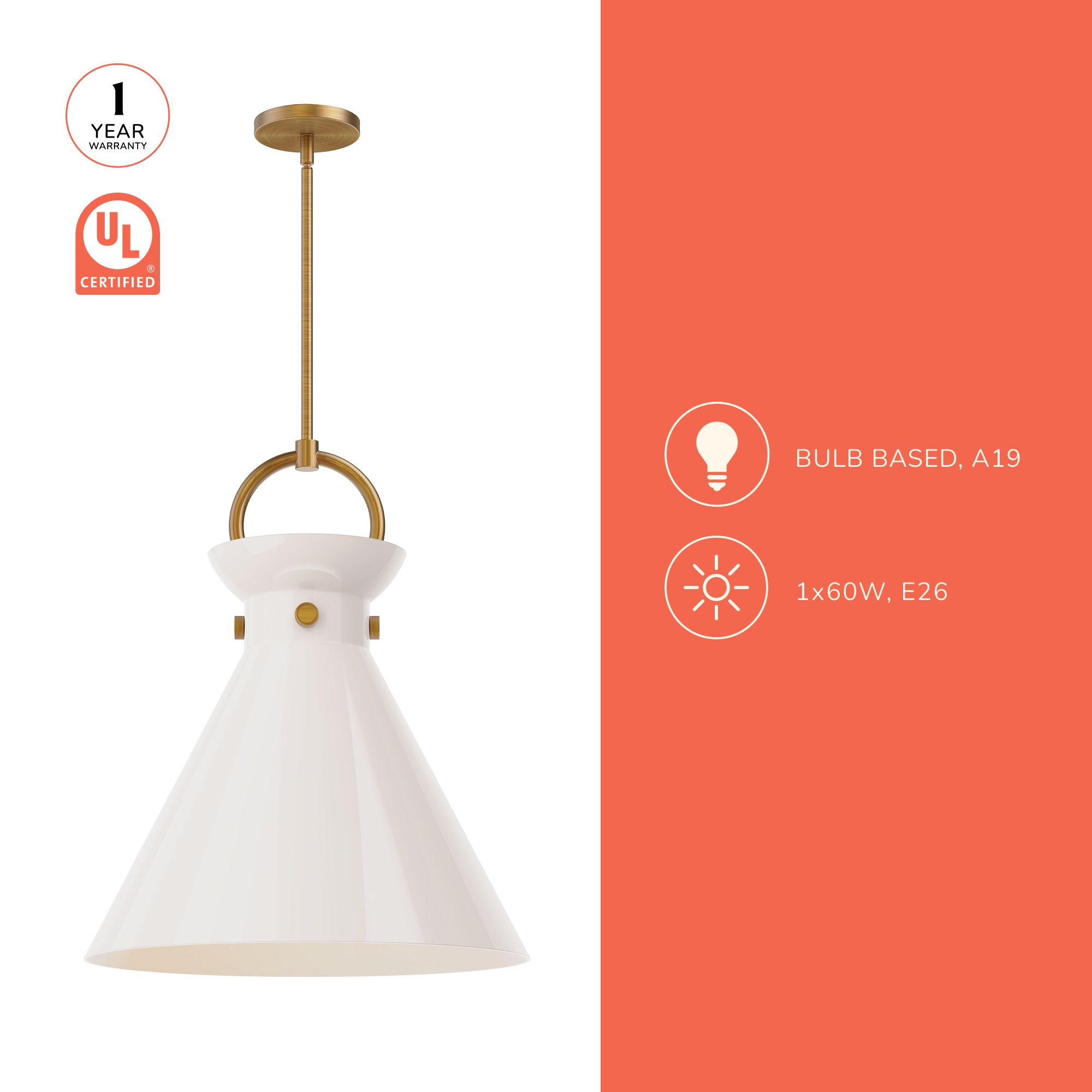 Image 4 Alora Mood Emerson E26 18-in Aged Gold/Clear Pendant more views