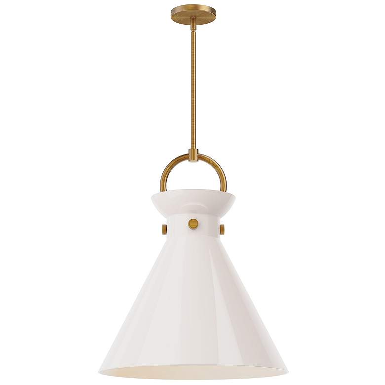 Image 1 Alora Mood Emerson E26 18-in Aged Gold/Glossy Opal Glass Pendant