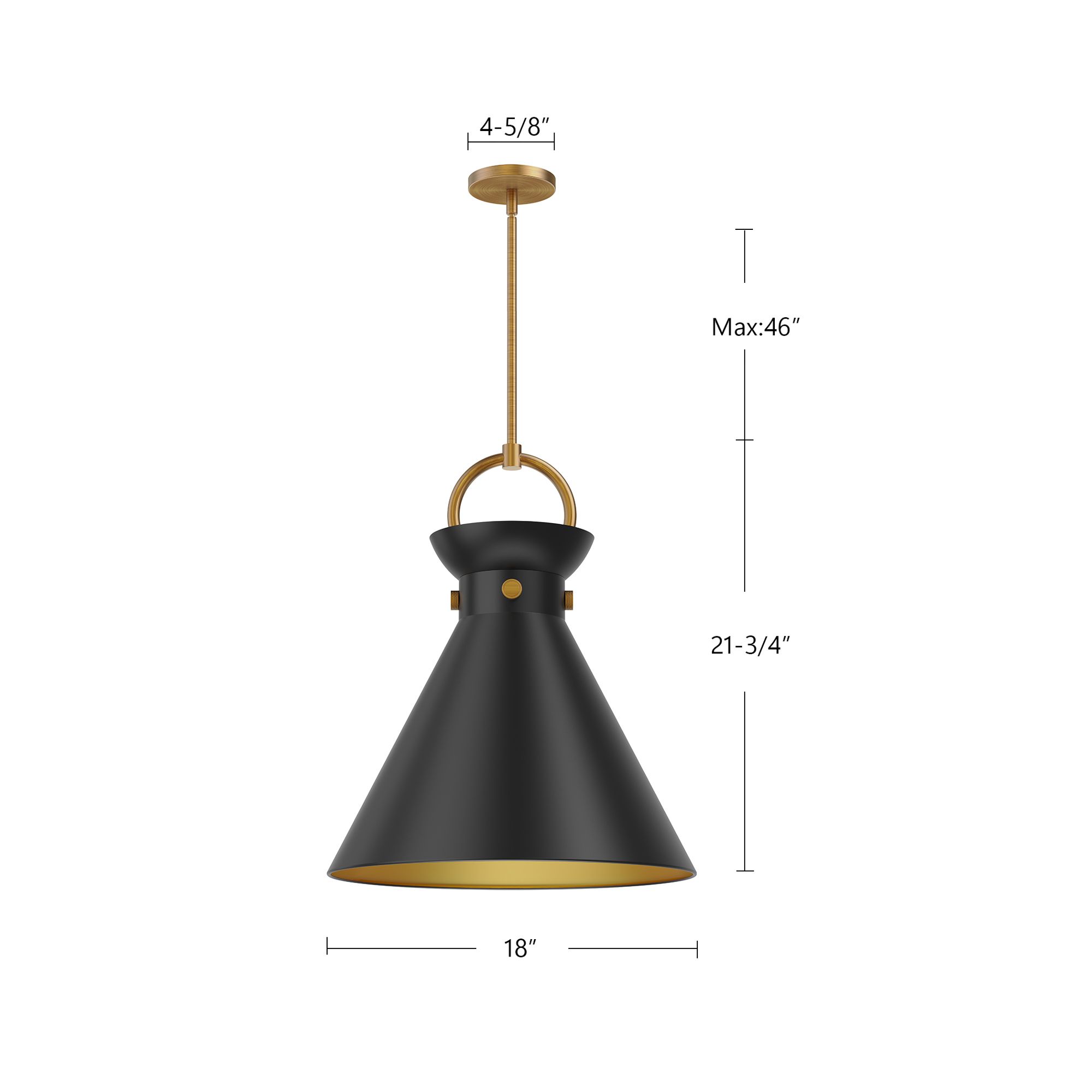 Image 6 Alora Mood Emerson E26 18-in Matte Black/Aged Gold Pendant more views