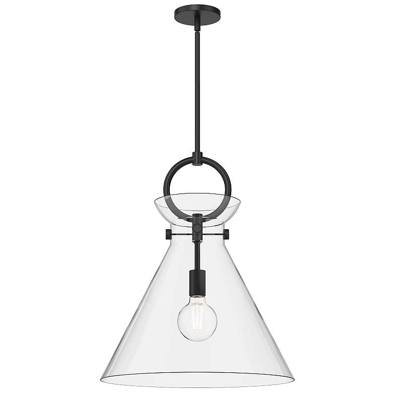 Image 1 Alora Mood Emerson E26 18-in Matte Black/Clear Glass Pendant