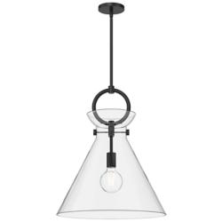 Alora Mood Emerson E26 18-in Matte Black/Clear Glass Pendant
