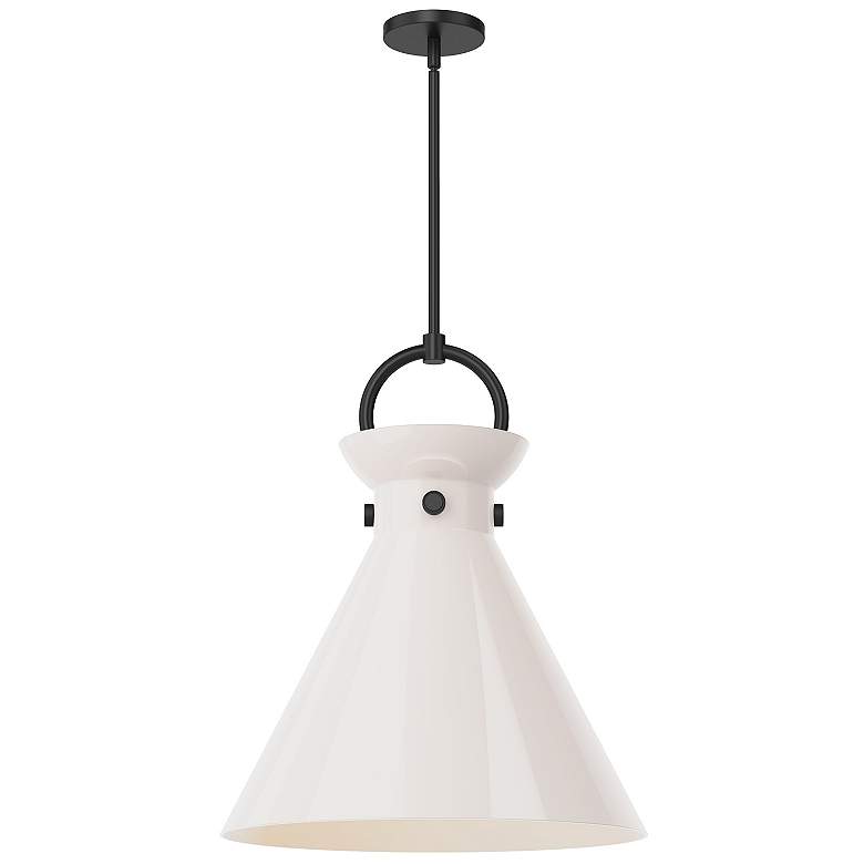 Image 1 Alora Mood Emerson E26 18-in Matte Black/Glossy Opal Glass Pendant