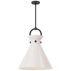 Alora Mood Emerson E26 18-in Matte Black/Glossy Opal Glass Pendant