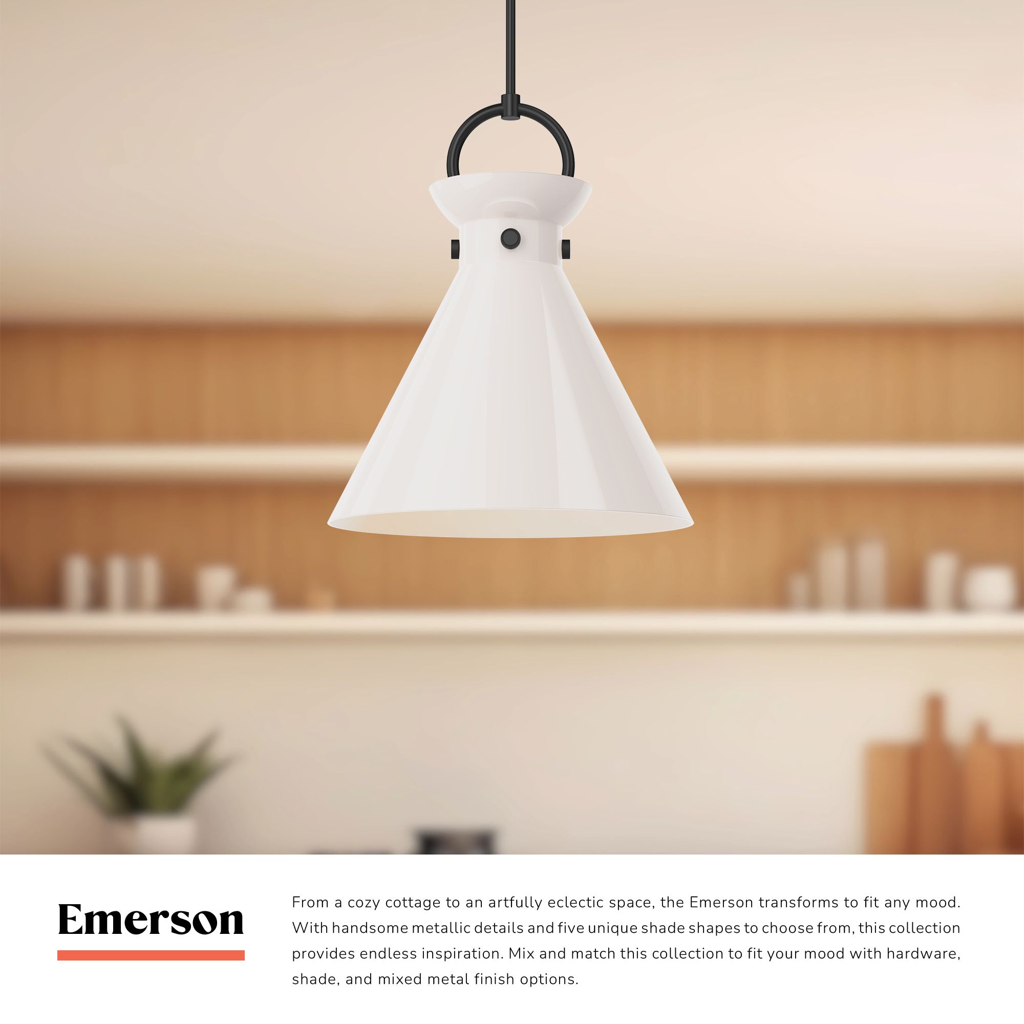 Image 3 Alora Mood Emerson E26 18-in Matte Black/Glossy Opal Glass Pendant more views